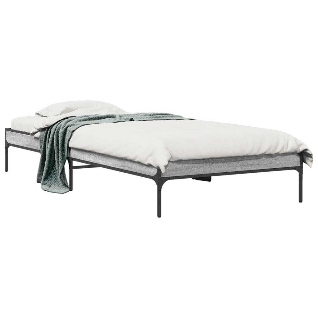 Bed Frame without Mattress Grey Sonoma 75x190 cm Small Single